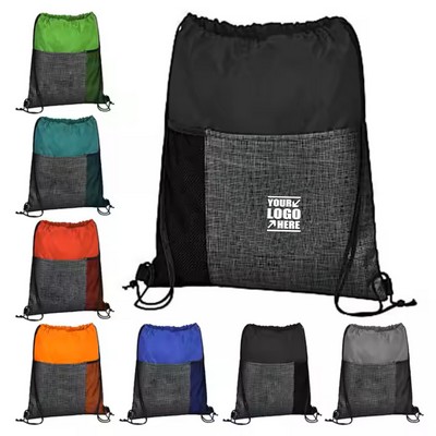 Sports Etched Pocket Drawstring Backpack